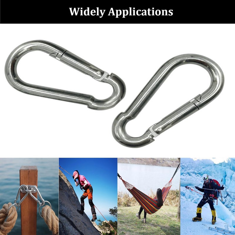 Yision 30Pcs 3” Safety Spring Snap Hook, M8 5/16" Carabiner Quick Link Snap Hooks for Camping Hiking, 500LBS Holding Capacity Heavy Duty Steel Carabiner Clip Buckle for Swing Hammock Gym Outdoor - Image 5